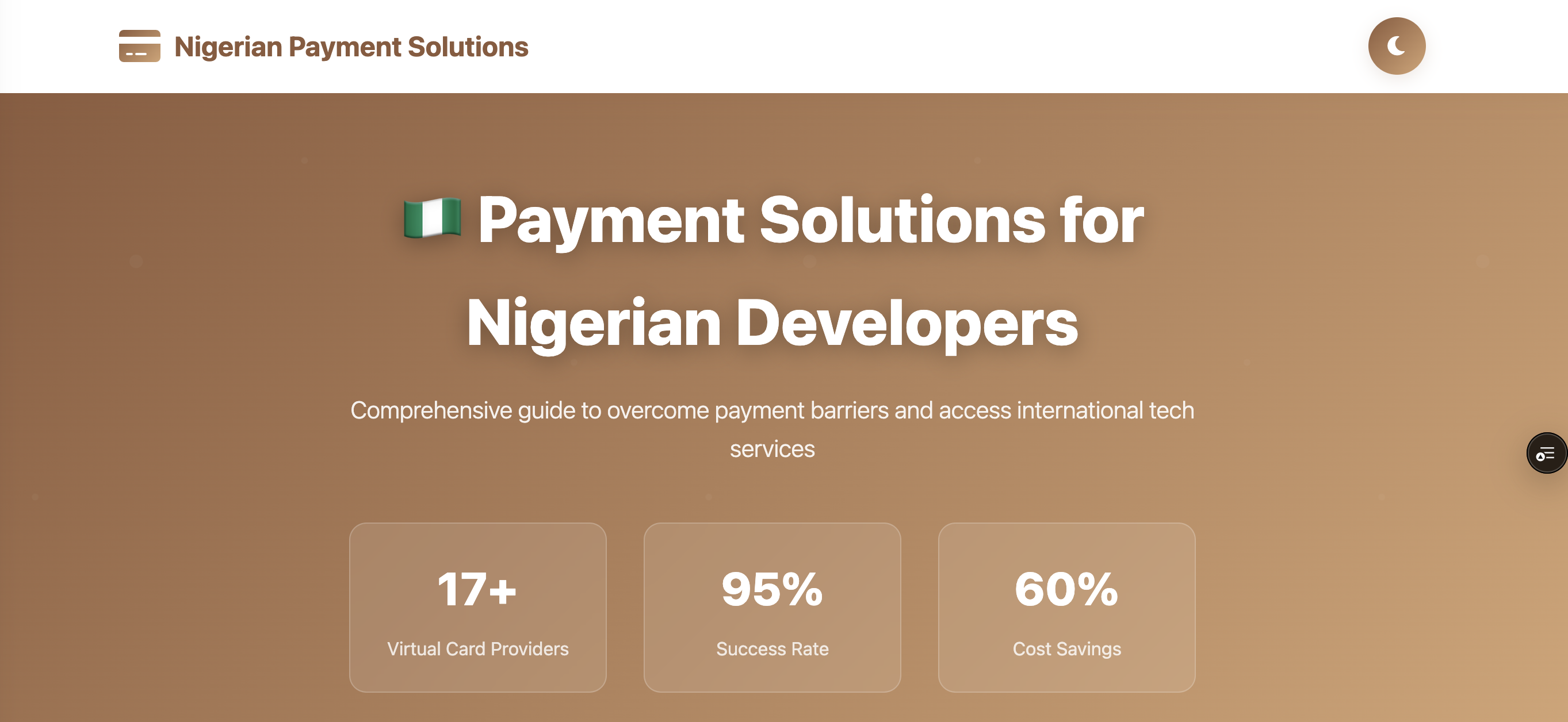 A sleek interface displaying payment solutions for Nigeria