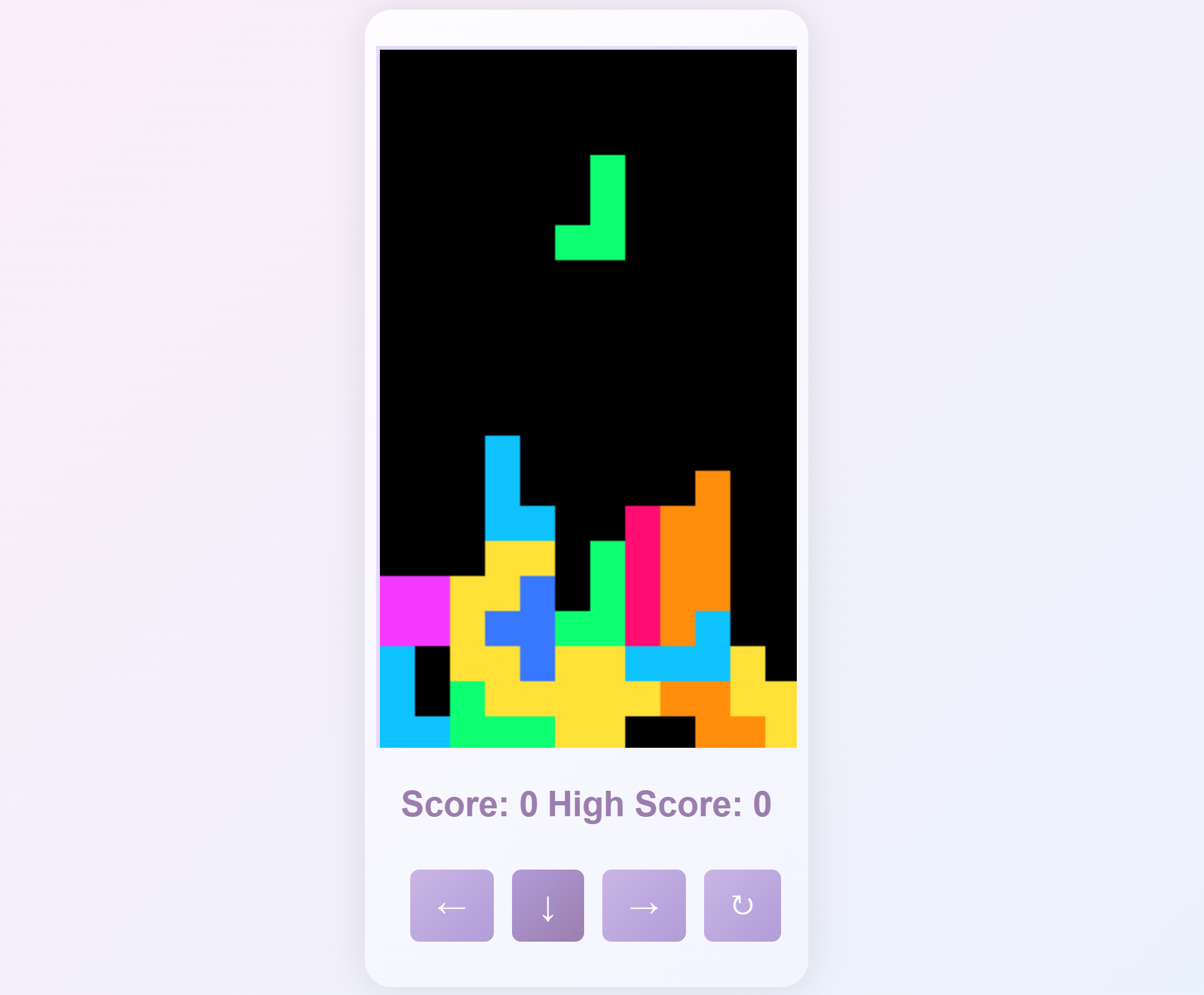 A minimalist visualization of a Tetris game interface